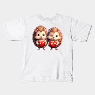 Valentine Hedgehog Couple Kids T-Shirt